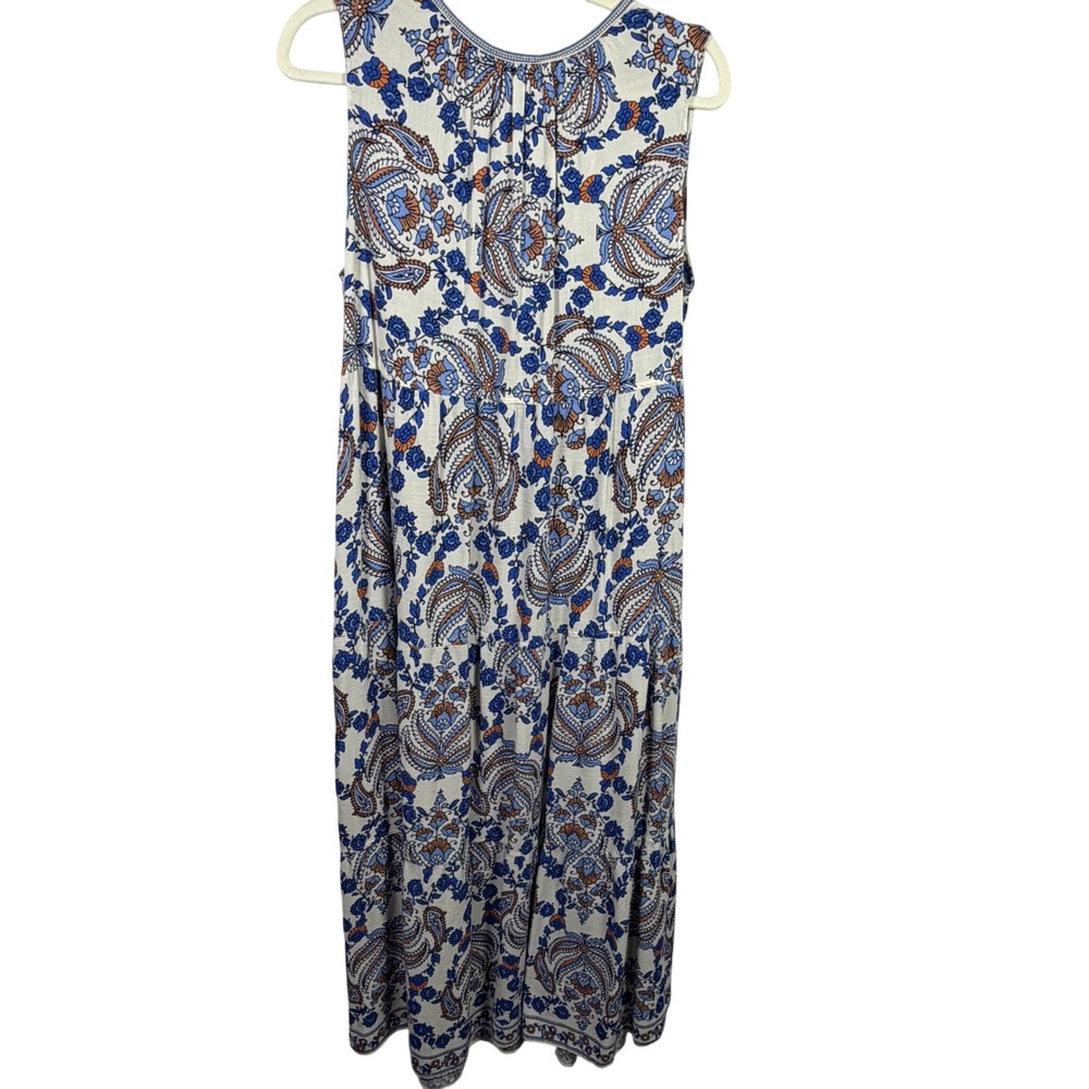 Max Studio London Maxi Dress Paisley Floral Boho Tiered Sleeveless Womens 1X - Picture 4 of 11